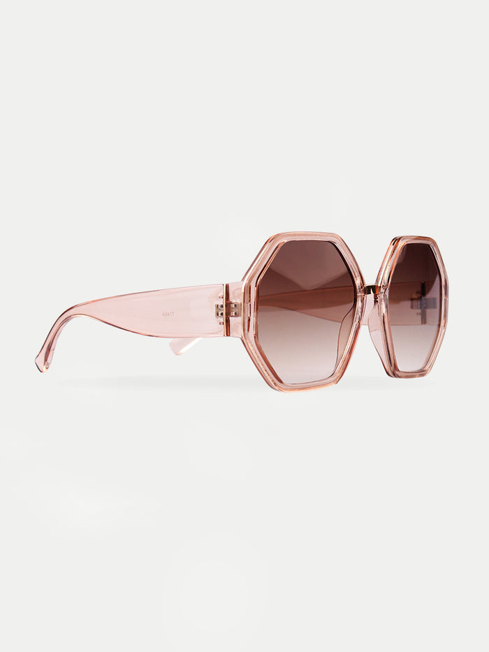 Hexagonal Oversized Sunglasses | Champagne-Image 2