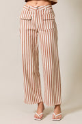 High Waist Front Pocket Detail Stripe Print Pants
