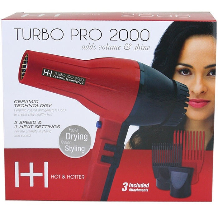 HOT & HOTTER TURBO PRO 2000 HAIR DRYER # 5839 - Palms Fashion Inc.