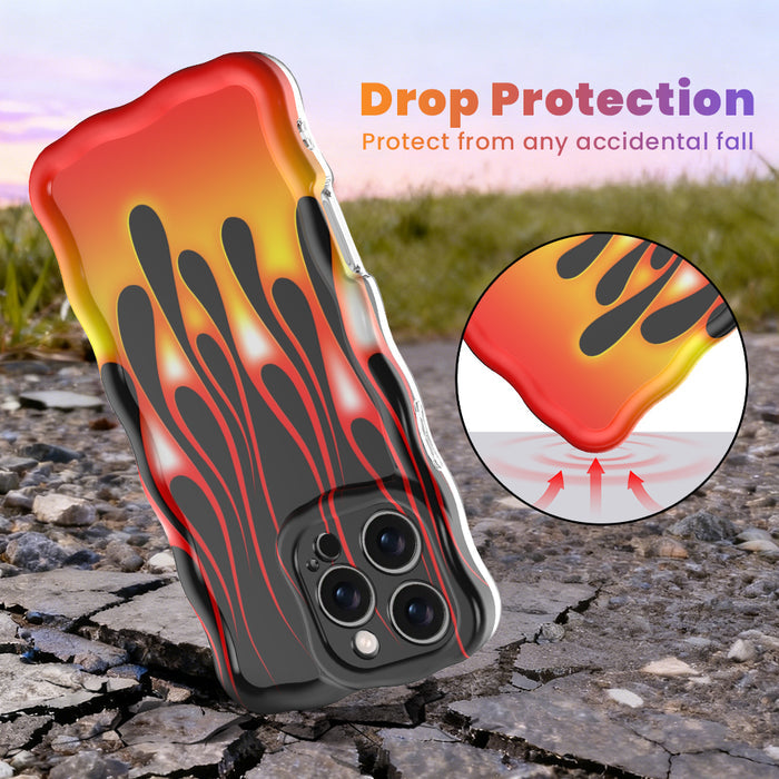 Hot Rod Flame MagSafe iPhone case with colorful fire flames on black background by Fancy Bands