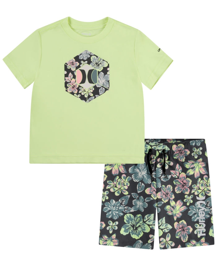 Hurley Toddler Boys Multi Mini UPF50 Swim Set, 2 Piece - Shadow Black