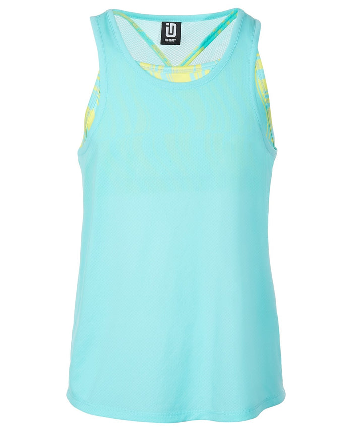ID Ideology Big Girls Breezy Knit Waves Layered-Look Tank Top - Ocean Sigh