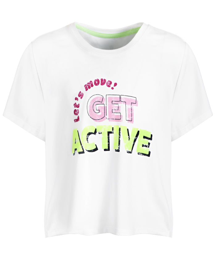 ID Ideology Big Girls Get Active Crop Short-Sleeve T-shirt - Bright White