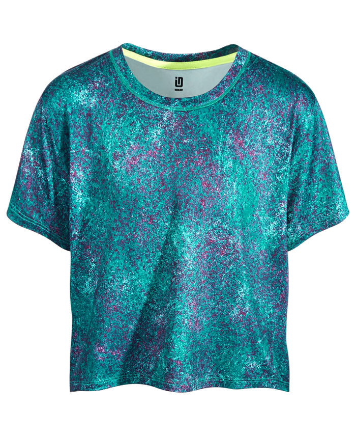 ID Ideology Big Girls Girls Get Active Crop Short-Sleeve T-shirt- Aqua Carnival