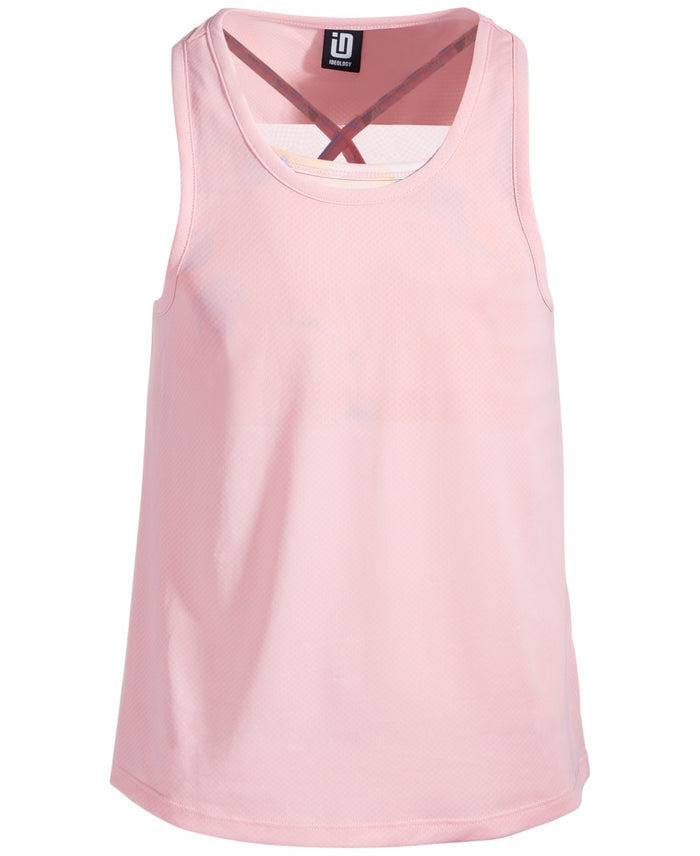 ID Ideology Big Girls Mesh Layered-Look Mesh Tank Top- Pink Icing
