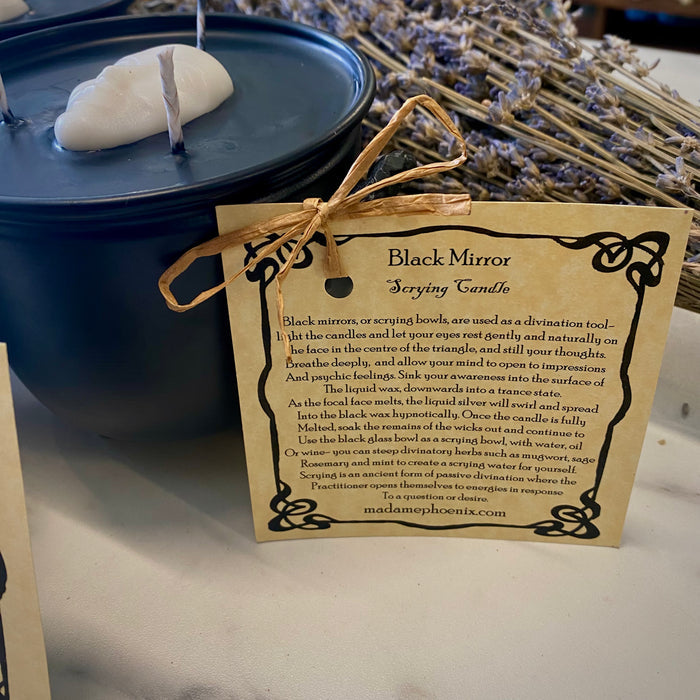 Black Mirror | scrying mirror | scrying bowl | ritual spell candle