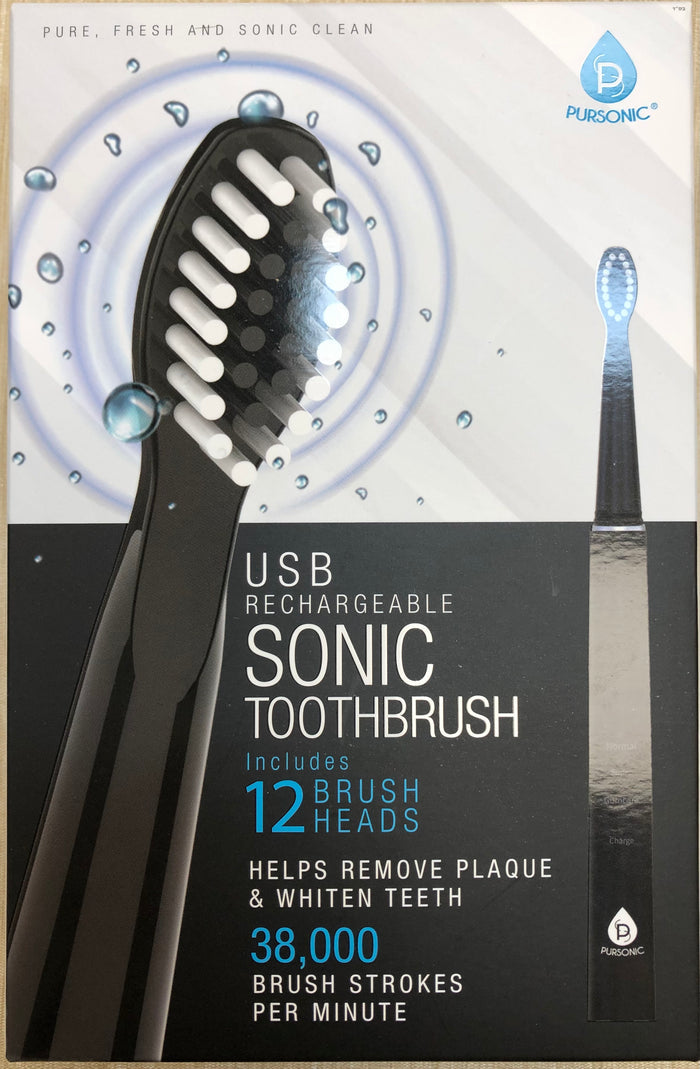 Pursonic Rechargeable Tooth Brush  # TBUSB200 - 12BK - Palms Fashion Inc.