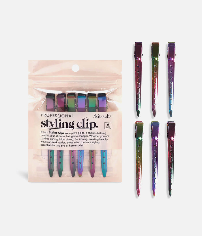 Iridescent Styling Hair Clips • 6-Piece Crease-Free Sectioning Set