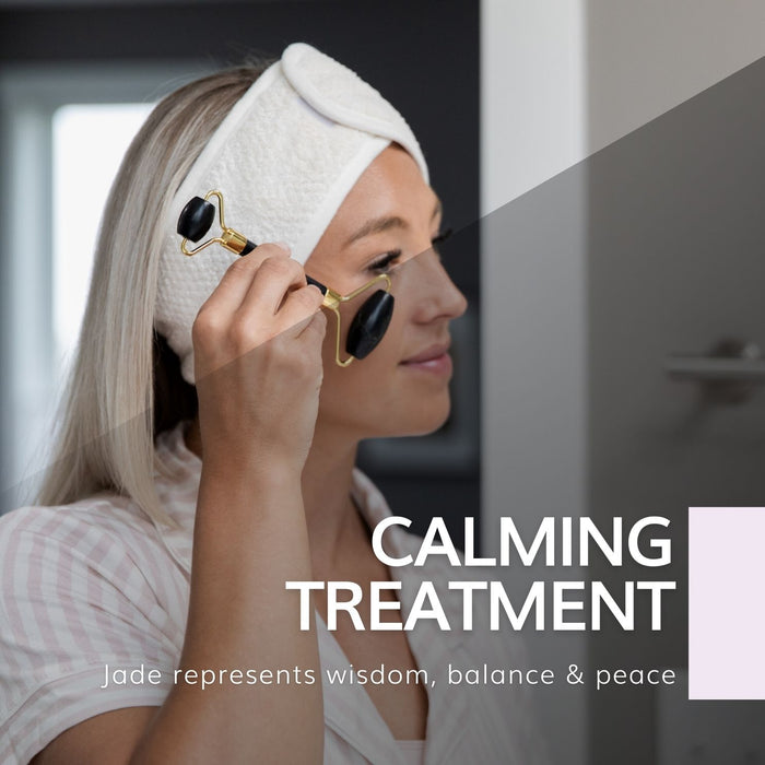 the jade in our face roller gives a calming treatment for swollen eyes