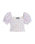 KatieJnyc Girls' Marlee Smocked Floral Puff Sleeve Top - Big Kid