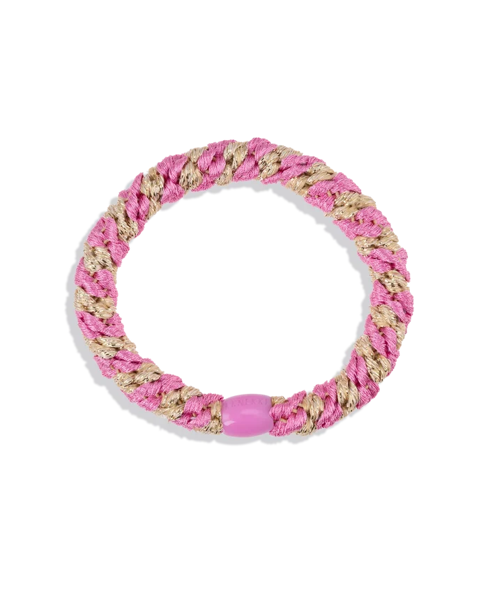 KKNEKKI ORIGINAL HAIR TIES | Bubblegum Beige Glitter Stripe KKNEKKI