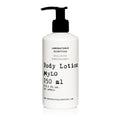 Body lotion bottle with pump on a white background