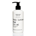 Body lotion bottle with pump on a white background