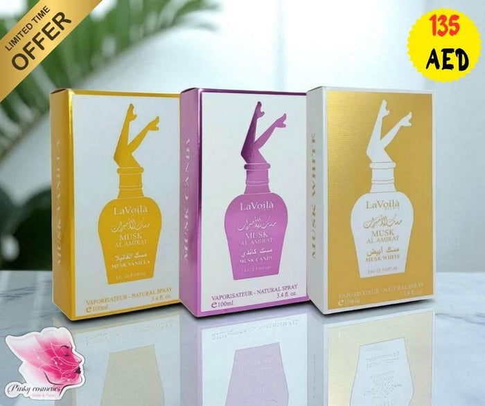 LaVoila Musk Al Amirat Perfume Set – Vanilla, Candy & White (3 x 100ml) - Women's Eau de Parfum Set - LaVoila Studio -- United Arab Emirates -- Pinky Cosmetics