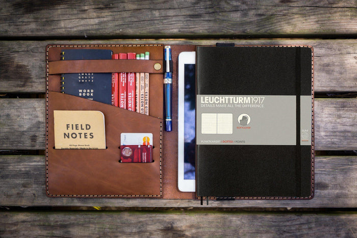 Leather Leuchtturm1917 B5 Notebook & iPad Air/Pro Cover - Brown