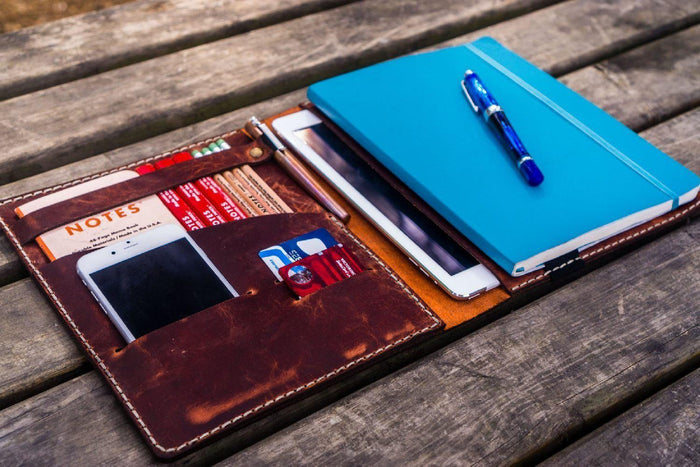 Leather Leuchtturm1917 B5 Notebook & iPad Air/Pro Cover - Crazy Horse Orange