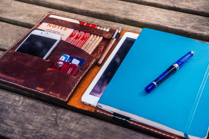 Leather Leuchtturm1917 B5 Notebook & iPad Air/Pro Cover - Crazy Horse Orange