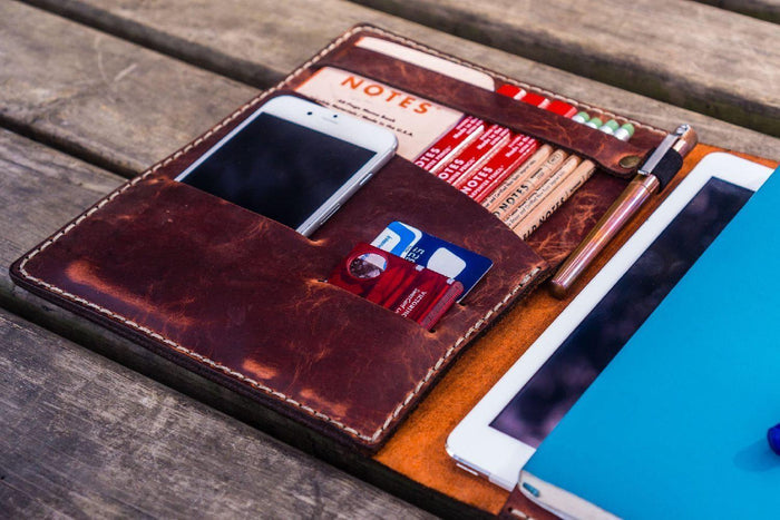 Leather Leuchtturm1917 B5 Notebook & iPad Air/Pro Cover - Crazy Horse Orange