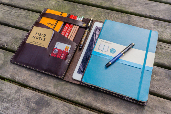 Leather Leuchtturm1917 B5 Notebook & iPad Air/Pro Cover - Dark Brown