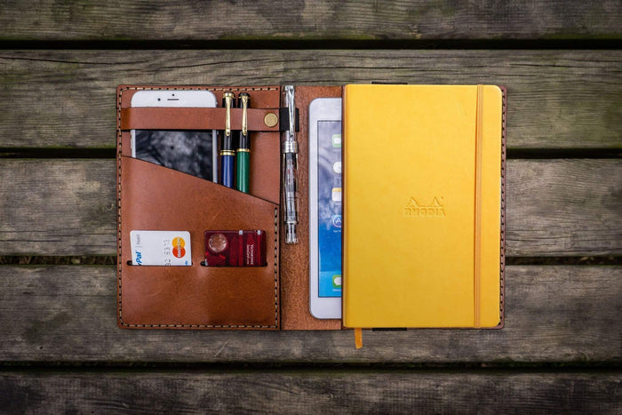 Leather Rhodia A5 Notebook & iPad Mini Cover - Brown