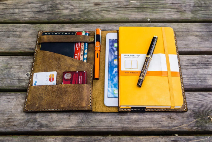 Leather Rhodia A5 Notebook & iPad Mini Cover - Crazy Horse Brown