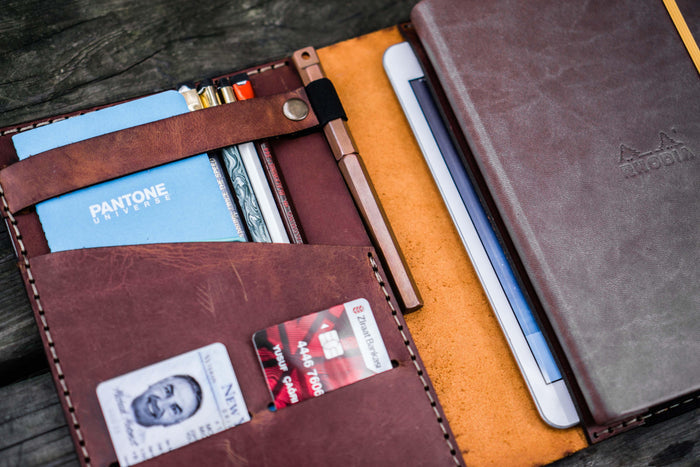 Leather Rhodia A5 Notebook & iPad Mini Cover - Crazy Horse Tan