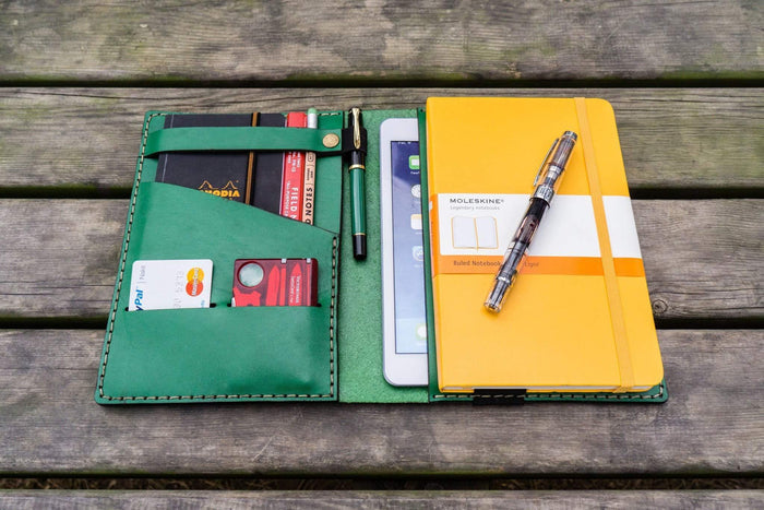 Leather Rhodia A5 Notebook & iPad Mini Cover - Green