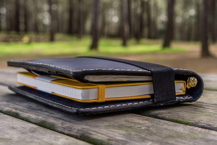 Leather Rhodia A5 Notebook & iPad Mini Cover - Navy Blue