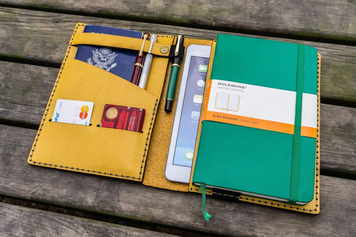 Leather Rhodia A5 Notebook & iPad Mini Cover - Yellow
