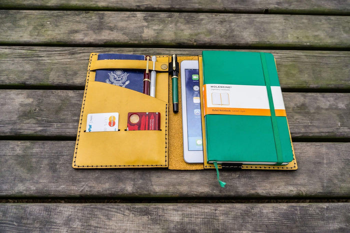 Leather Rhodia A5 Notebook & iPad Mini Cover - Yellow