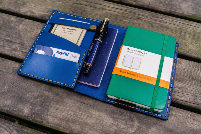 Leather Rhodia A6 Notebook Cover - Blue