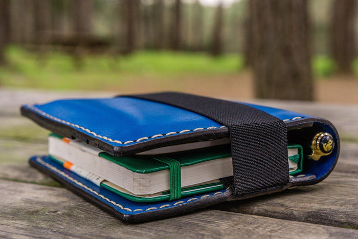 Leather Rhodia A6 Notebook Cover - Blue
