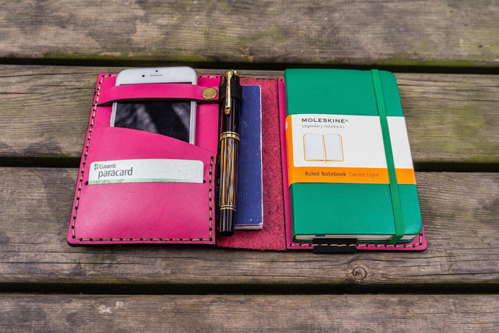 Leather Rhodia A6 Notebook Cover - Pink