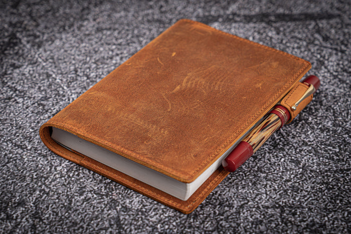 Leather Slim A6 Notebook / Planner Cover - Crazy Horse Brown