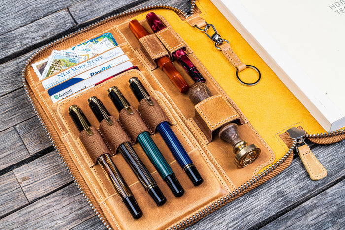 Leather Zippered A5 Leuchtturm1917 Notebook Folio - Crazy Horse Honey Ochre