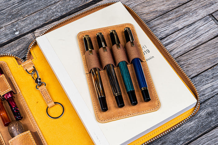 Leather Zippered A5 Leuchtturm1917 Notebook Folio - Crazy Horse Honey Ochre
