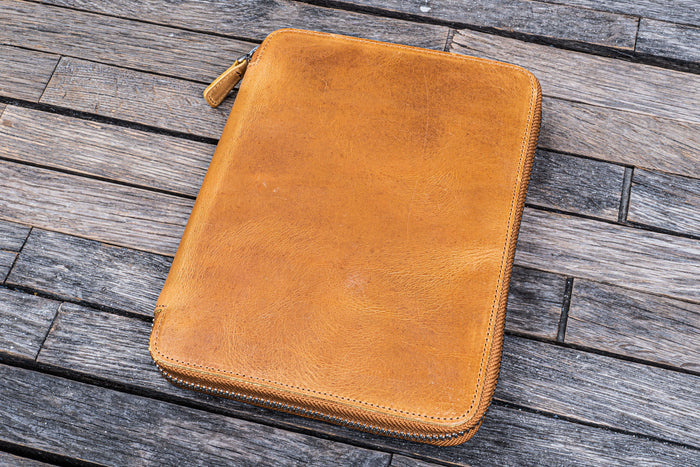 Leather Zippered A5 Leuchtturm1917 Notebook Folio - Crazy Horse Honey Ochre