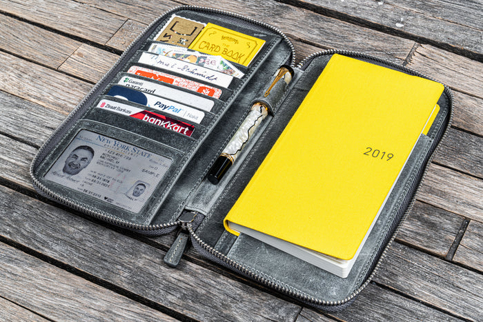 Leather Zippered Hobonichi Weeks Cover - Crazy Horse Smoky