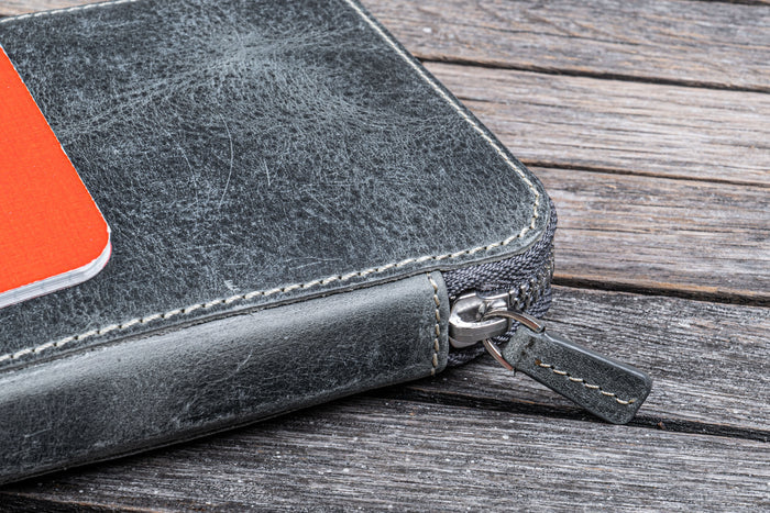 Leather Zippered Hobonichi Weeks Mega Cover - Crazy Horse Smoky