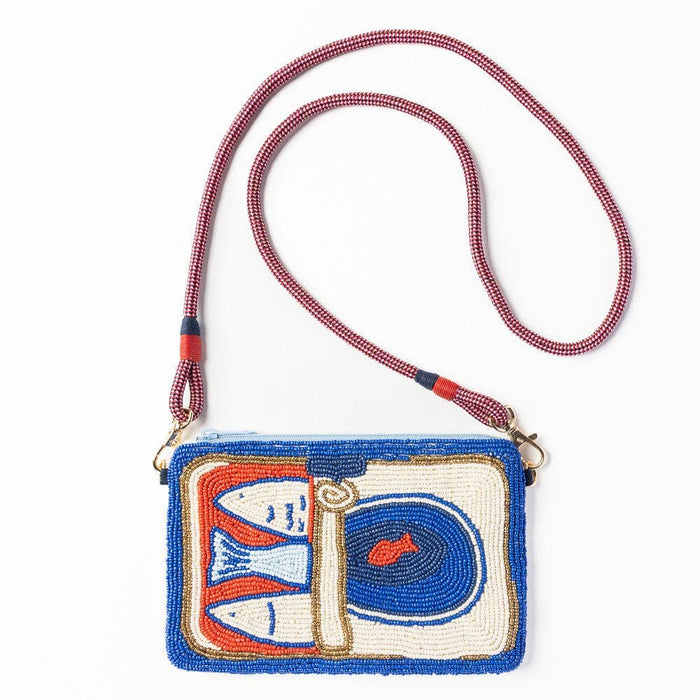 Leila Sardine Seed Bead Clutch With Strap