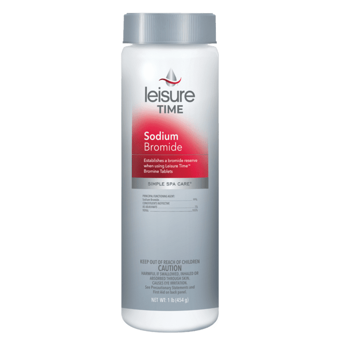 Leisure Time Sodium Bromide bottle on a white background