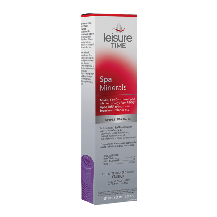 Leisure Time Spa Minerals packaging on a white background