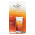 Leisure Time test strips packaging for chlorine and bromine on a white background