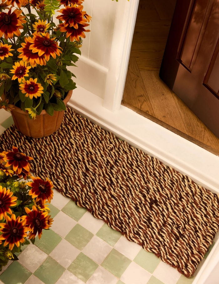 LONG DOOR MAT in Woven Brown by Bonnie and Neil