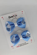Loop Bow Set - Royal Blue Gingham School Bow - Elastic