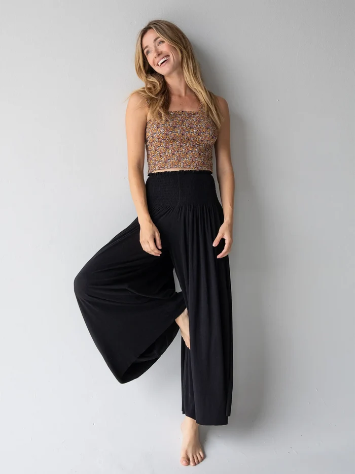 Make A Move Knit Palazzo Pant - Black-view 3