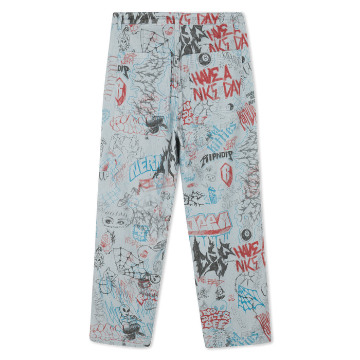 RIPNDIP Marker Wide Fit Pants (Light Wash Denim)