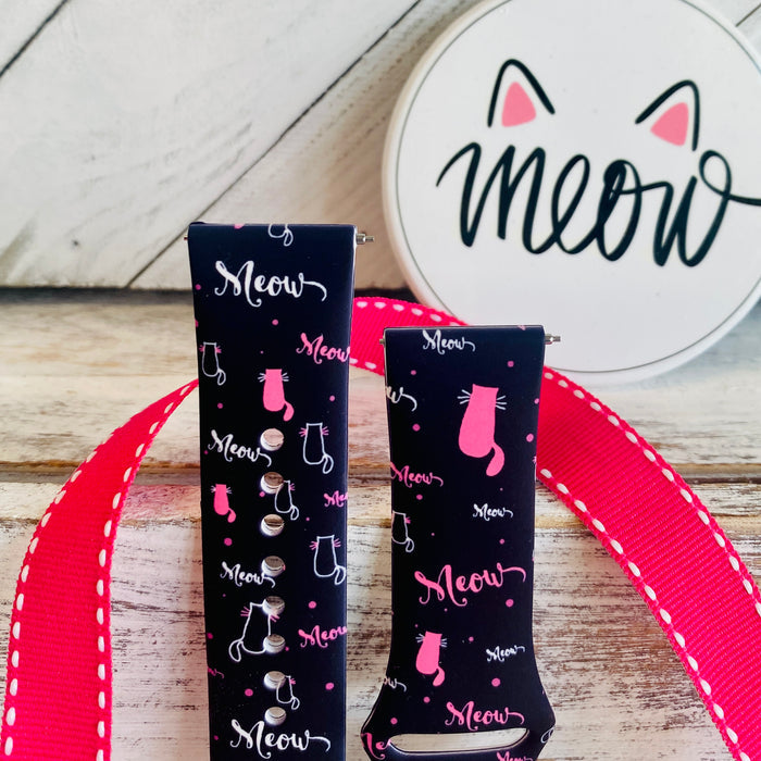 Meow Print Silicone Band For Samsung Watch
