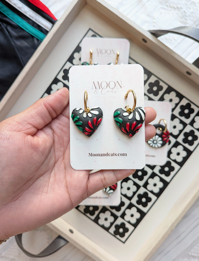 Mexico Talavera Heart Earrings