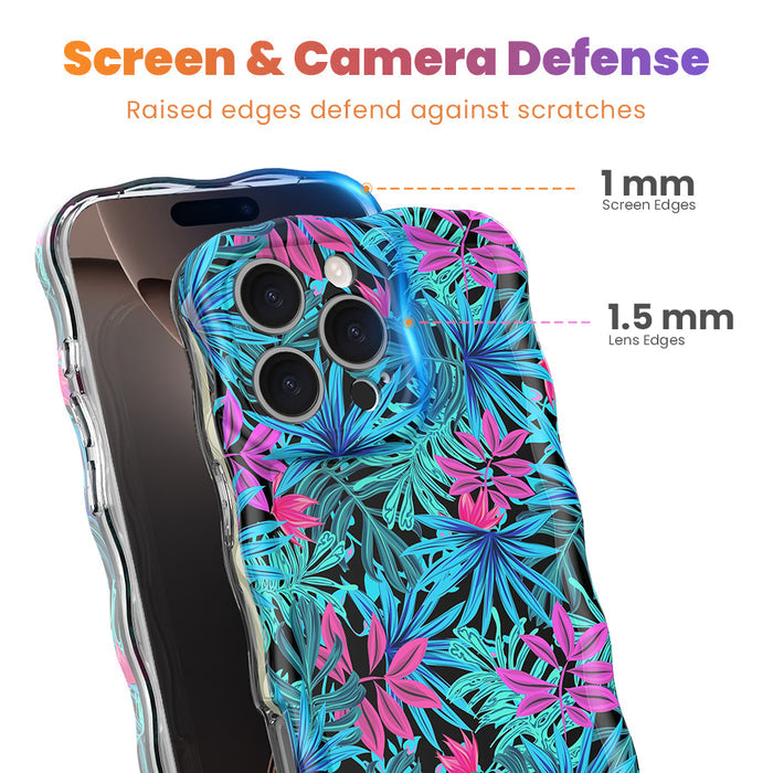 Midnight Tropics MagSafe iPhone case with tropical palm leaves and pink hibiscus by Fancy Bands